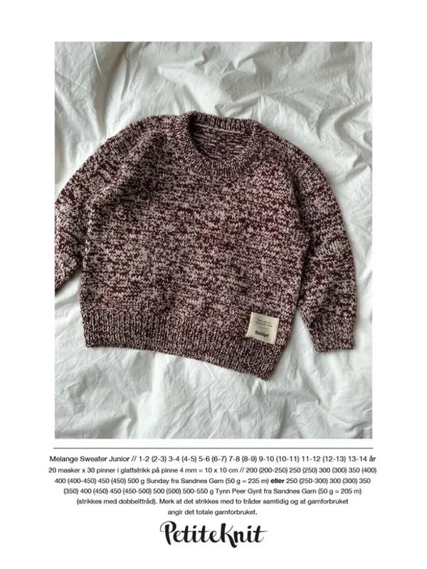 PK-196  Melange sweater junior oppskrift